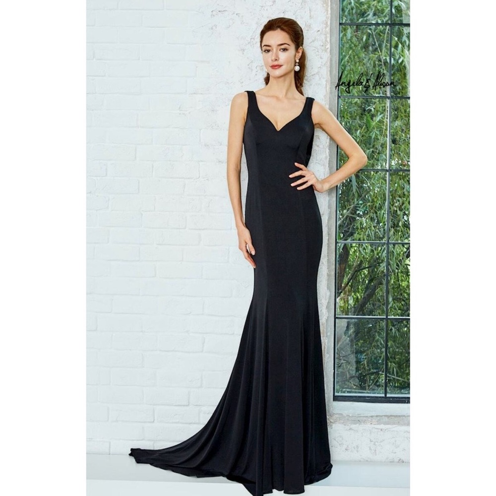 Angela & Alison Cowl Back Gown w/Sheer Floral 8